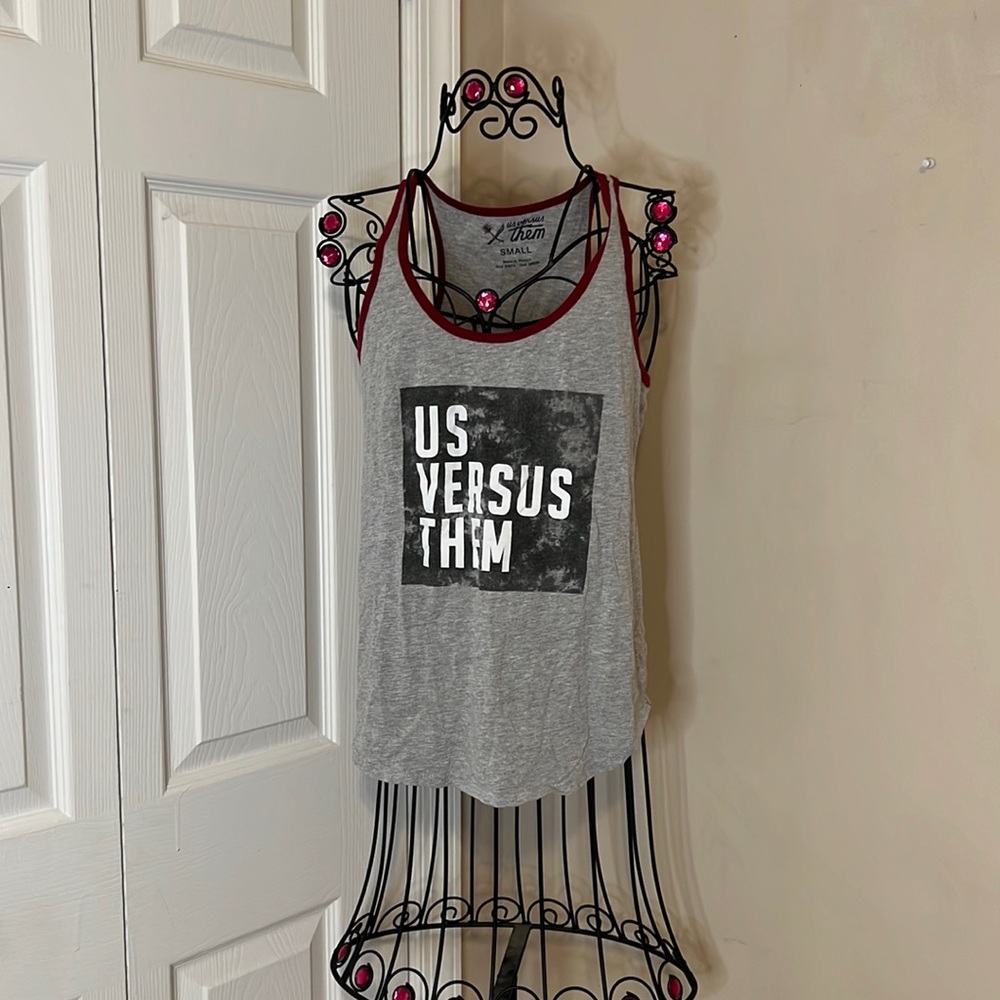 US vs Them Gray Tank Top, Size: Small